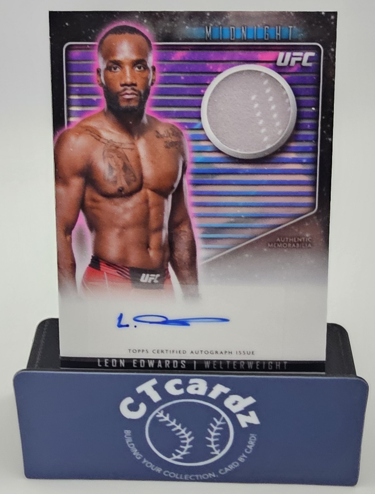 2024 Topps Midnight UFC #RCA-LES Leon Edwards Relic Autographs