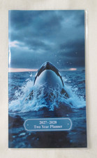 2027-2028 POCKET PLANNER CALENDAR-WHALE PATTERN - 4 IN X 6.75 IN - FREE SHIPPING