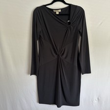 Michael Kors Womens Dress Gray Twist Front M Buckle Neck Long Sleeve