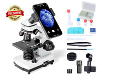 Microscopio con kit de portaobjetos para estudiantes laboratorio escolar en casa