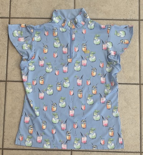 Kastel Denmark Golf camicia senza maniche donna blu con cocktail taglia large LG EUC