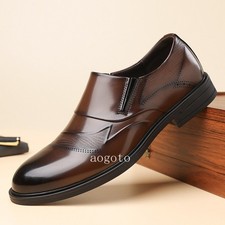 Mens British Pull on Casual Business Formal Dress PU Leather Shoes Evening Party
