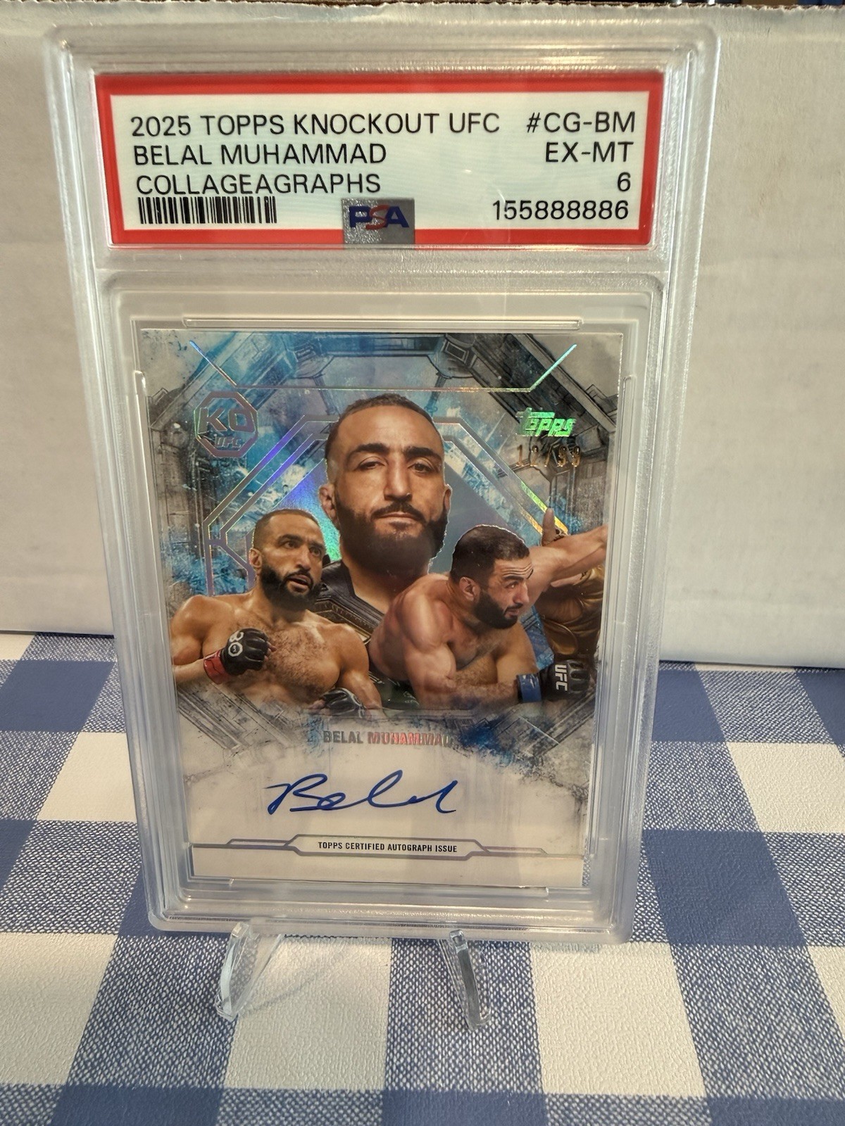 2025 Topps Knockout UFC Belal Muhammad Collageagraphs Auto /99 PSA 6