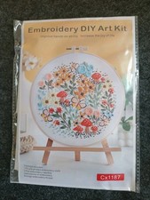 White Floral Embroidery DIY Art Kit Cross Stitch Cx1187 SEALED