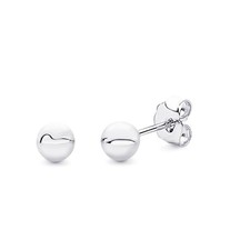 14k REAL White Gold 3mm, 4mm, 5mm, 6mm, 7mm, 8mm Ball Stud Earrings with Push...