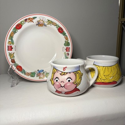 Campbell s Soup Kids Vintage Plate & 2 Mugs Lot   Westwood Houston Harvest