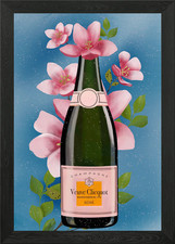 Champagne with Flowers Framed Wall Art Poster Canvas Print Picture