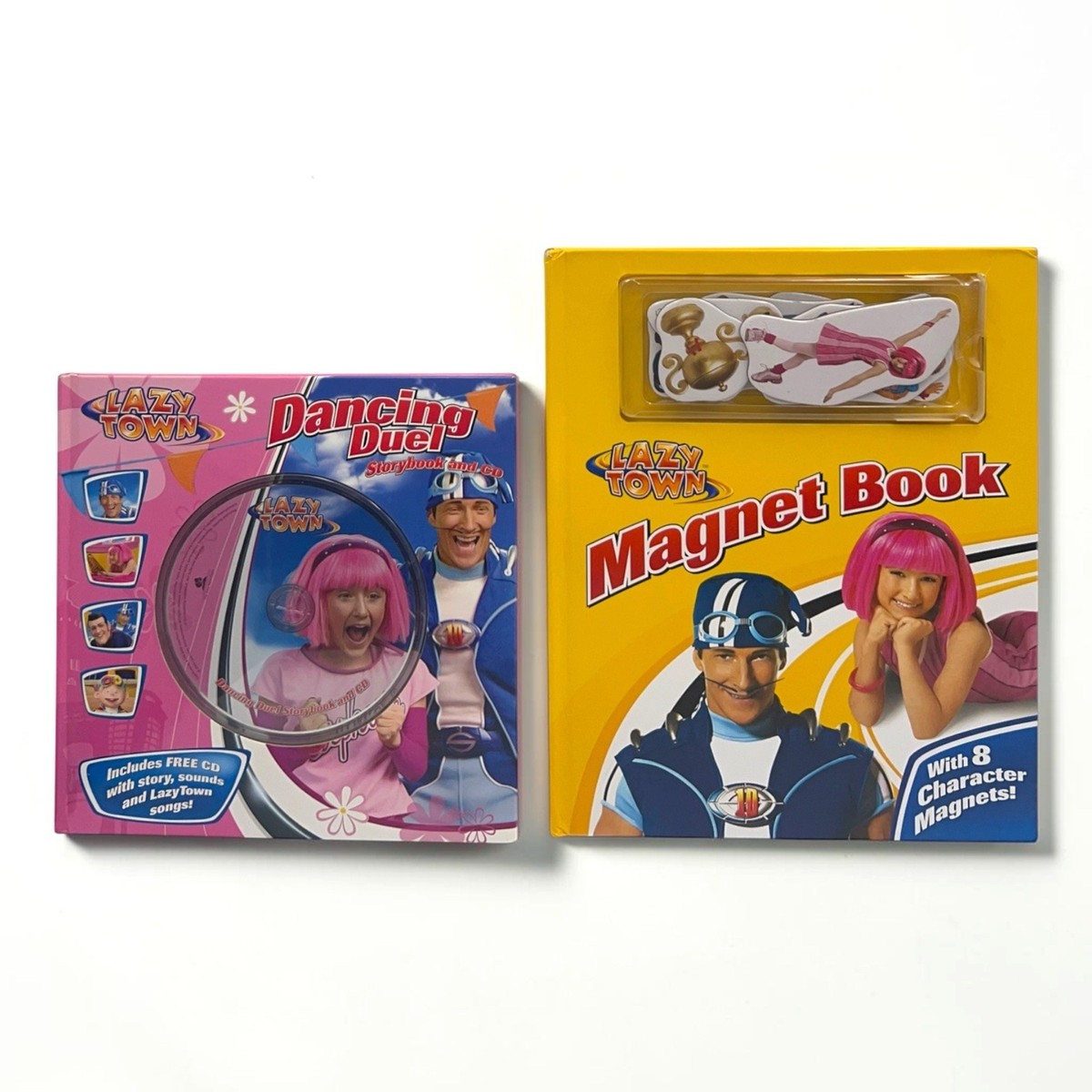 LazyTown 2x Books - Dancing Duel w CD + Magnet Book w 8 Magnets