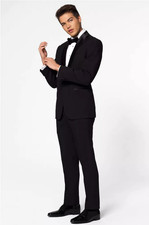 OppoSuits Teen Boys Tuxedo Including Bow Tie Men's Size 42 Black