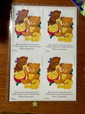 (8) Vintage 80s Scratch & Sniff Popcorn Christmas Gift Stickers, Hallmark