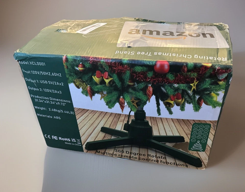 Musical Rotating Christmas Tree Stand, Remote Control, Built-in Outlets - Image 4 of 4