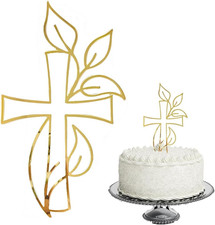 1 Pezzo Cake Topper Croce Oro per Comunione Cresima Battesimo Topper per Torta i