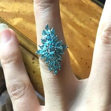 Natural Blue Apatite Sterling Silver Ring Size 5