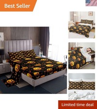 Funny Pumpkin Bed Set - Queen Size Halloween Bedding for Kids with 2 Pillowcases