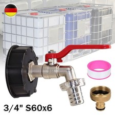 IBC Adapter S60x6 Grobgewinde 3/4 Zoll Kugelhahn Auslaufventil Regenwassertank