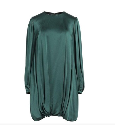 Rochas Paris Dress Womens Size 38 Green Long Sleeve Balloon Made in Italy NEW