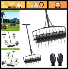 18" Heavy Duty Rolling Lawn Aerator - Manual Soil Penetrator with Adjustable Han