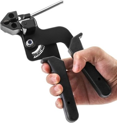 QWORK Cable Tie Gun, Stainless Steel Zip Tightener Black 