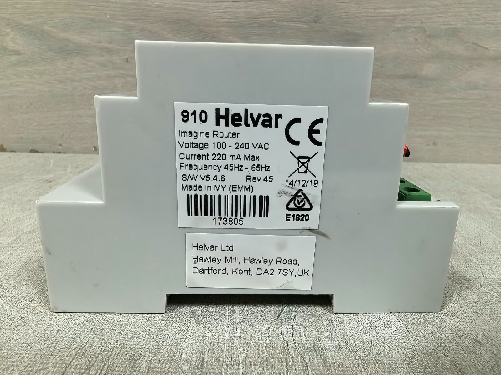 HELVAR 910 REV.45 S/W V5.4.6 HELVAR 910 IMAGINE ROUTER REV.45 S/W V5.4.6 100-240VAC 7