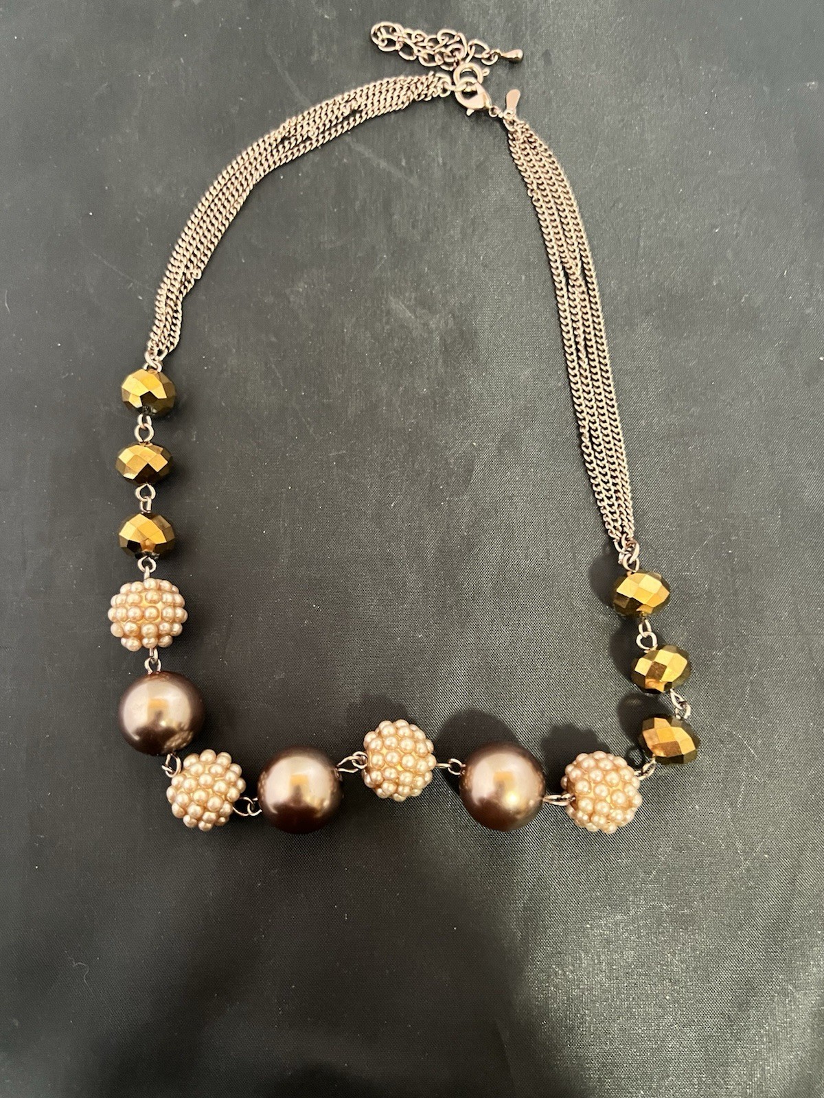 Rose Gold Tone Multi-Chain Statement Necklace Bro… - image 1