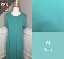 LuLaRoe Women’s M Maxi Dress Green Solid Round Neck Short Sleeve Poly/Spandex