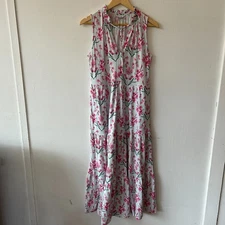 Crown & Ivy Tiered Blue Floral Maxi Dress Womens Small V-neck Cottagecore Fairy