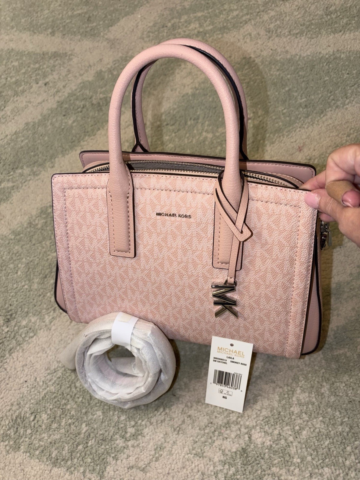 NWT Michael Kors Laila Satchel/Purse-Smokey Rose/Pink