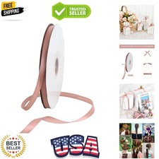 3/8 in x 100yds Rose Gold Satin Ribbon Thin Solid Fabric Ribbons Roll for Gif...