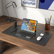 PU Leather Desk Mat Protector Non Slip 23.6x13.8 Inch Mouse Keyboard Pad Black