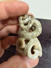Rare Antique/ Vtg. Chinese Chicken Bone Jade Dragon Pendant — photo 10