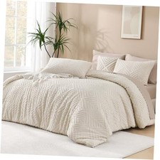 King Size Comforter Set Beige, 3 Pieces Boho King King 104"x90" 01 - Beige