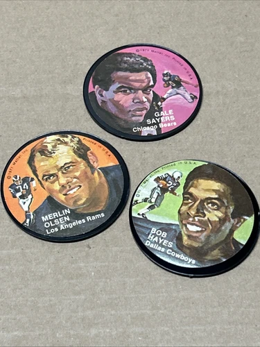 1971 Mattel Instant Replay Records(3) Football Stars 1 Olsen, Hayes & Sayers NFL