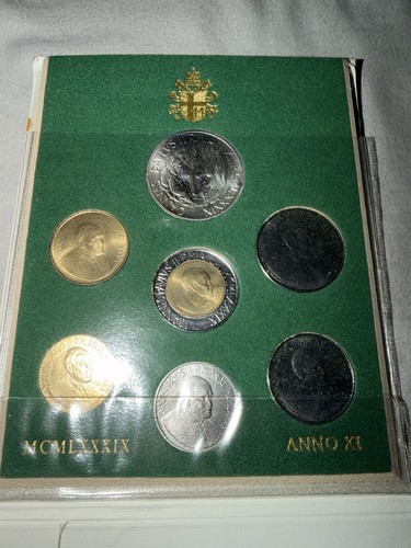Vatican 1989 Coin Set Giovanni Paolo II Silver Bi-Metallic Lira Uncirculated