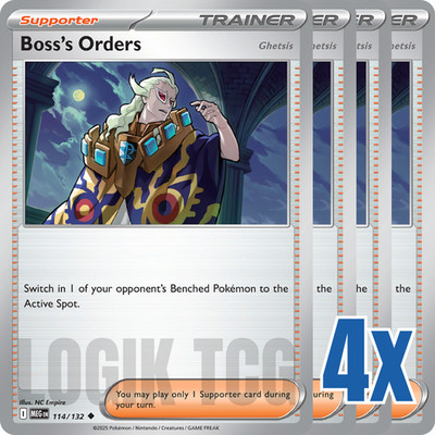 4x Boss's Orders 114/132 x4 - Mega Evolutions - Pokemon TCG - Uncommon