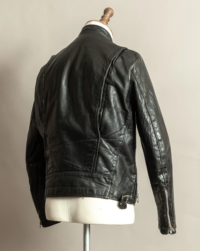 Vintage 1960s Brooks Cafe Racer Leather Jacket Talon Zippers - Image 4 of 4