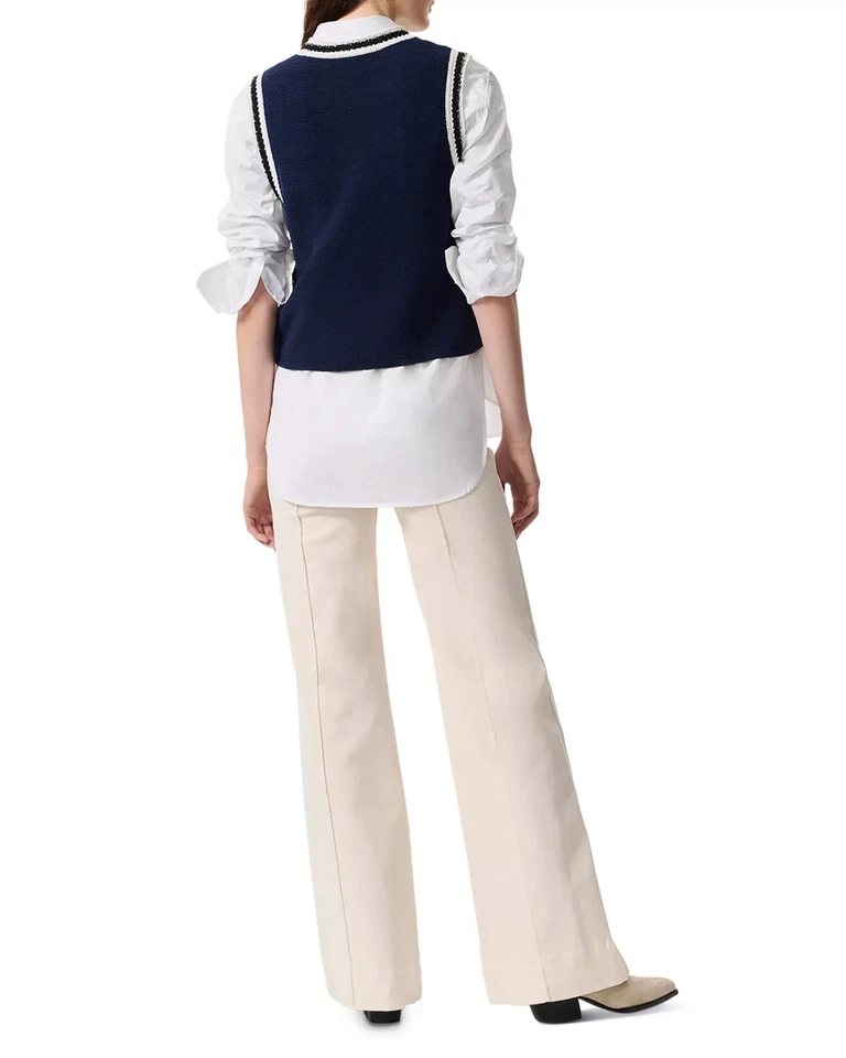 rag & bone Women's Jacket Sz L Meghan Contrast Stripe Vest - Image 3 of 4