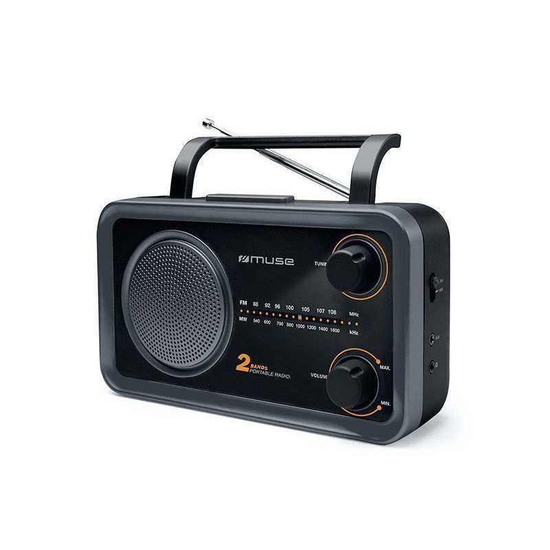 Radio MUSE M 06 DS portable analogique FM et MW avec poignée de transport couleur gris