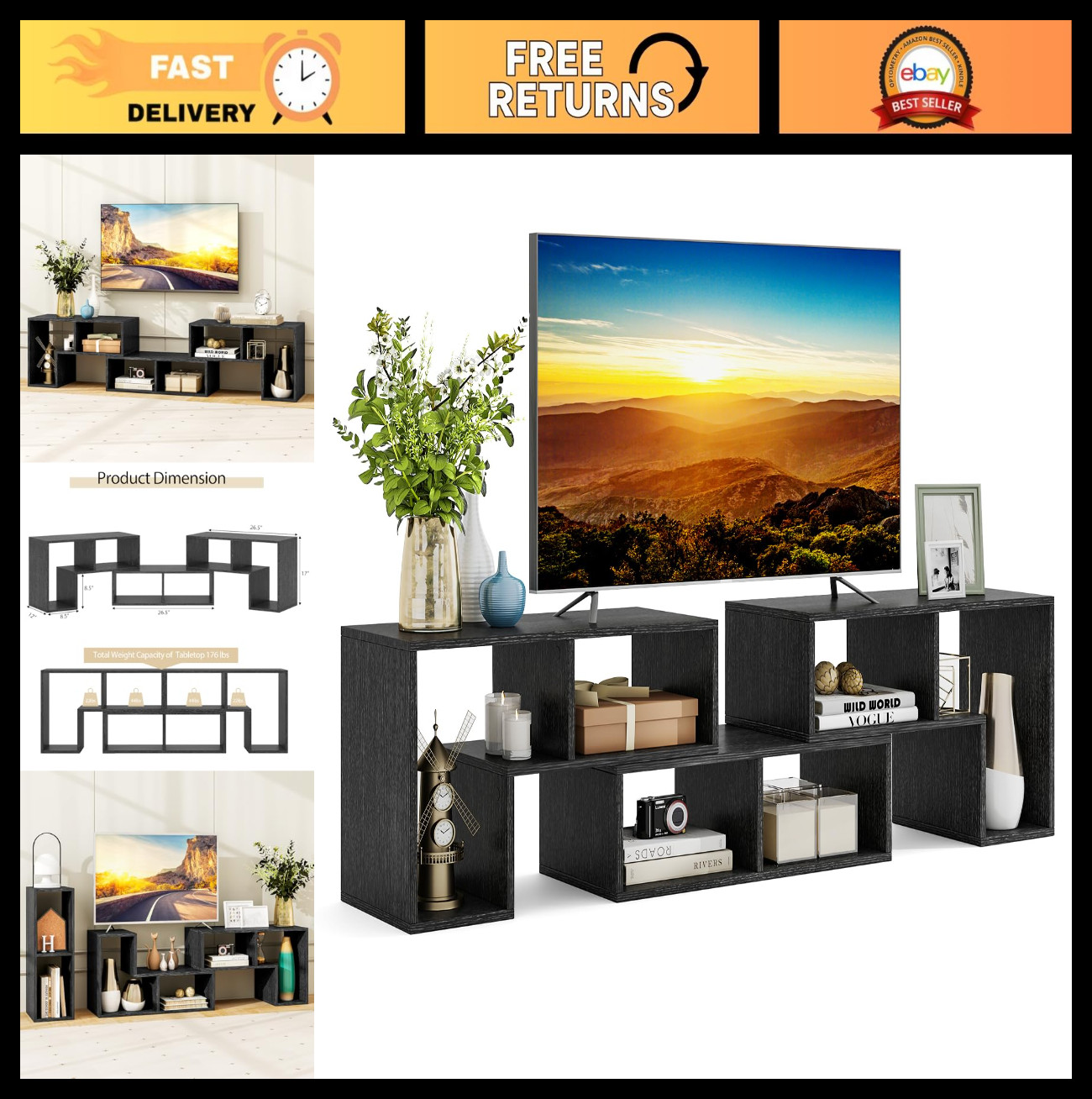 Set, Modern Entertainment Center For 50-65 Inch Tvs, Diy Sto
