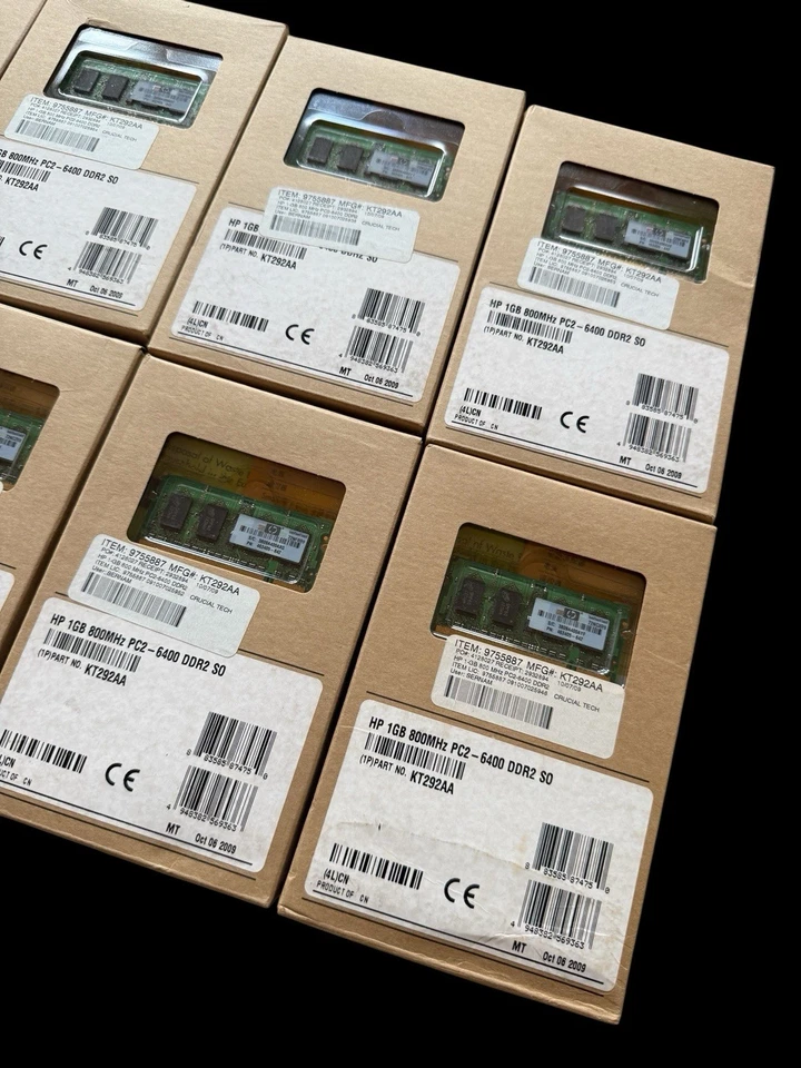 Lote de 8 HP 1GB DDR2 PC2-6400 800MHz Memória RAM NOVO EM FOLHA FABRICANTE DE EQUIPAMENTO ORIGINAL - Imagem 2 de 4