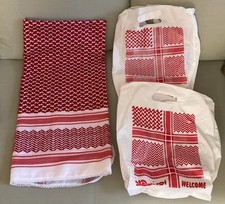NEW SHEMAGH SCARF KEFFIYEH JORDANIAN HEAD ARAB SHAWL HATTAH RED WHITE WITH BAGS
