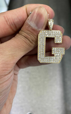 2 Ct Round Cut VVS1 Diamond Initial ''G'' Pendant Necklace 14K Yellow Gold Finish