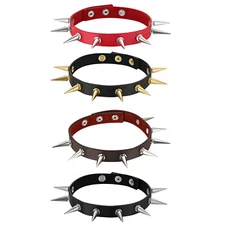Men Women Gothic Punk Leather Spike Rivet Choker Necklace Studded Collar Cosplay