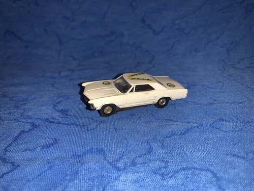 1960s Aurora White Buick Riviera Tjet HO Slot Car Solid Rivet Chassis Runs Great