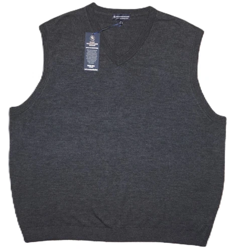 Hart Schaffner Marx Merino Wool V-Neck Sweater Vest BIG 3XB Charcoal Gray NWT
