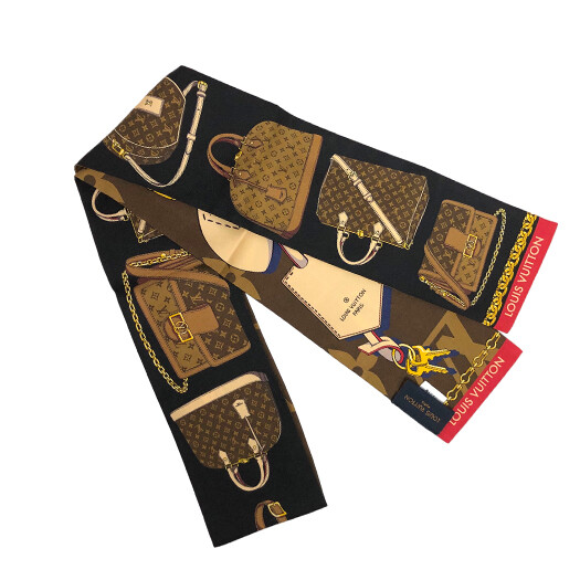 LOUIS VUITTON Scarf Silk Bandeau LV Tribute To Brown M76235  