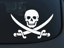 JOLLY ROGER Pirate Flag Skull and Swords Bones Auto Car Vinyl Decal Sticker