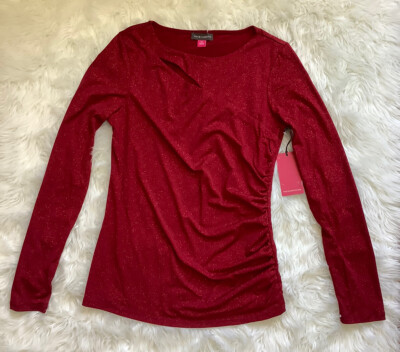 Vince Camuto Womens Blouse Size XS Long Sleeve Top Sparkly Red Glittery NWT