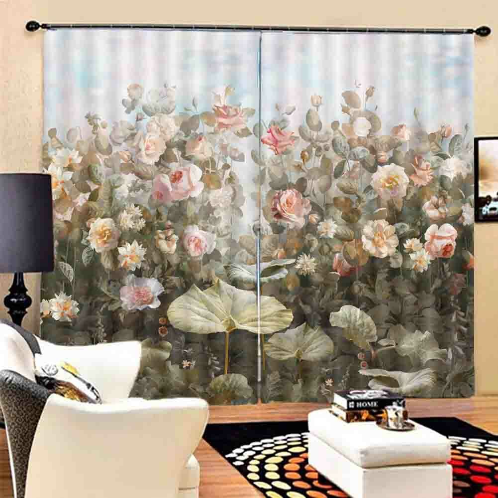 Dried Flowers Big Sea 3D Curtain Blockout Photo Printing Curtains Drape Fabric-image