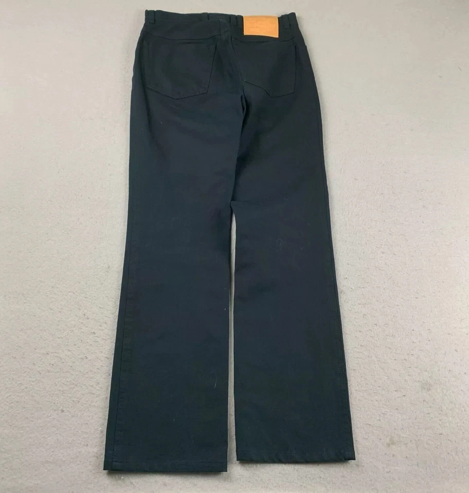 Pantalones de mezclilla para mujer Escada 36 azul frente plano pierna recta Foto 3 de 4