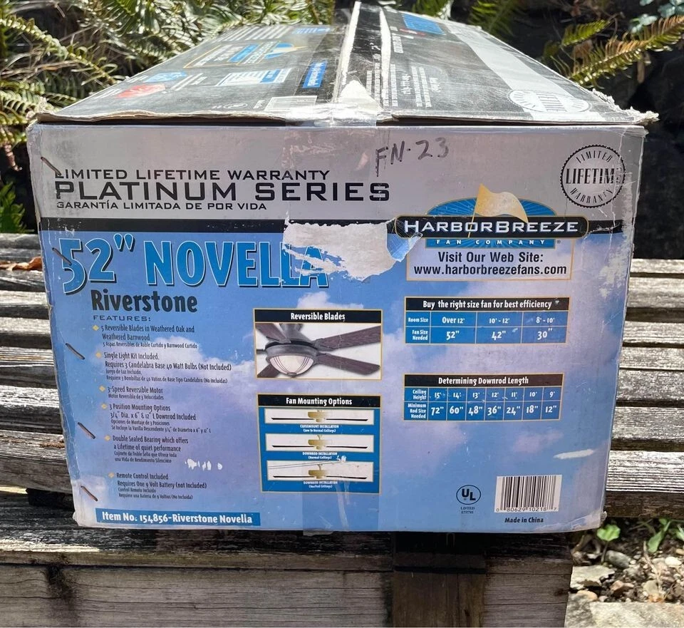 "Ventilador de techo Harbor Breeze 52"" Riverstone Novella nuevo caja abierta" Foto 2 de 4